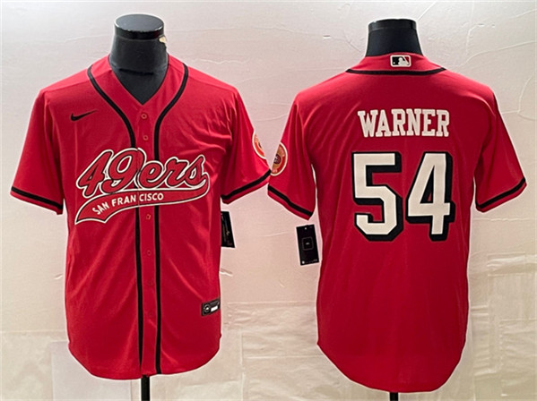 Men's San Francisco 49ers #54 Fred Warner New Red Cool Base Stitched Baseball Jersey